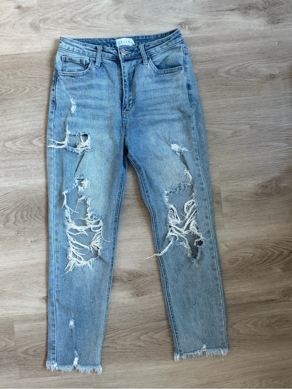 Cello Light Blue Distressed Boyfriend Jeans